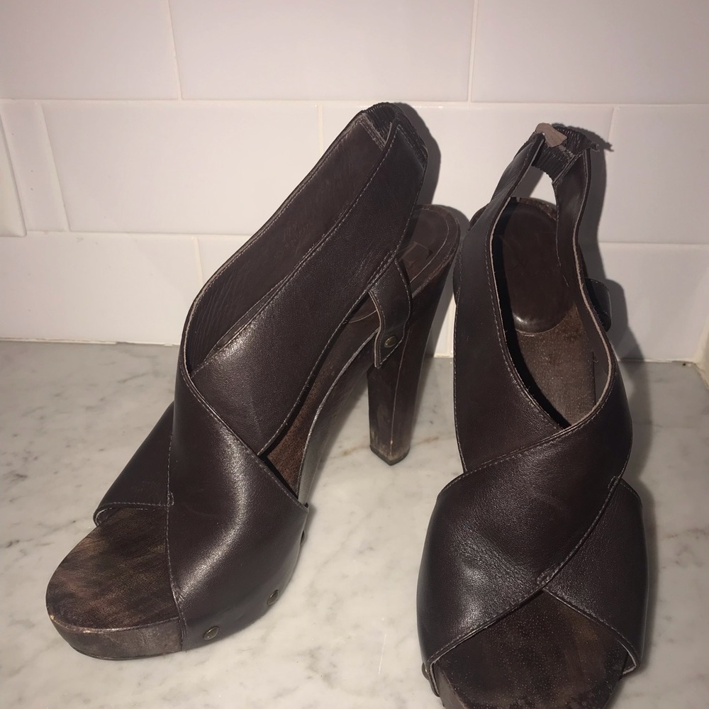 Diane Von Furstenberg wood heel platform sandals